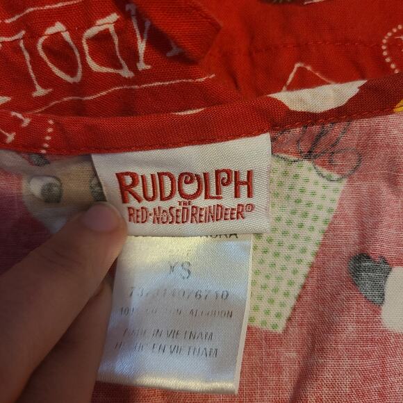 Rudolph red nose reindeer xs women's button down long sleeve scrub top - Picture 4 of 6